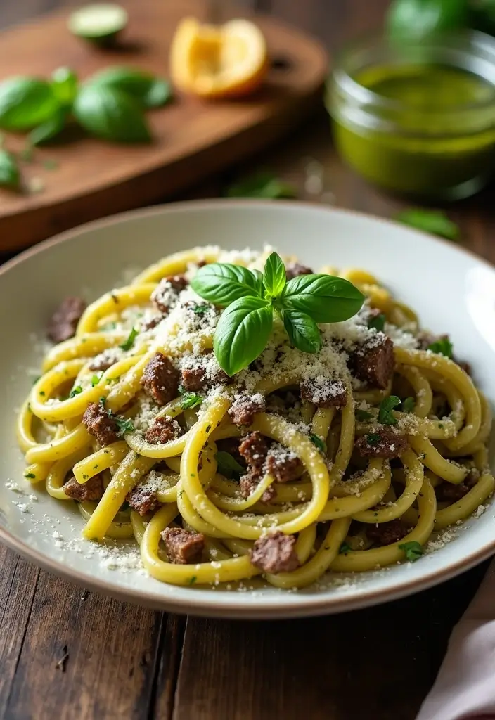 27 Ground Beef Bowtie Pasta Recipes Everyone Will Love 71 27 Ground Beef Bowtie Pasta Recipes Everyone Will Love - 11. Beef Bowtie Pasta with Pesto