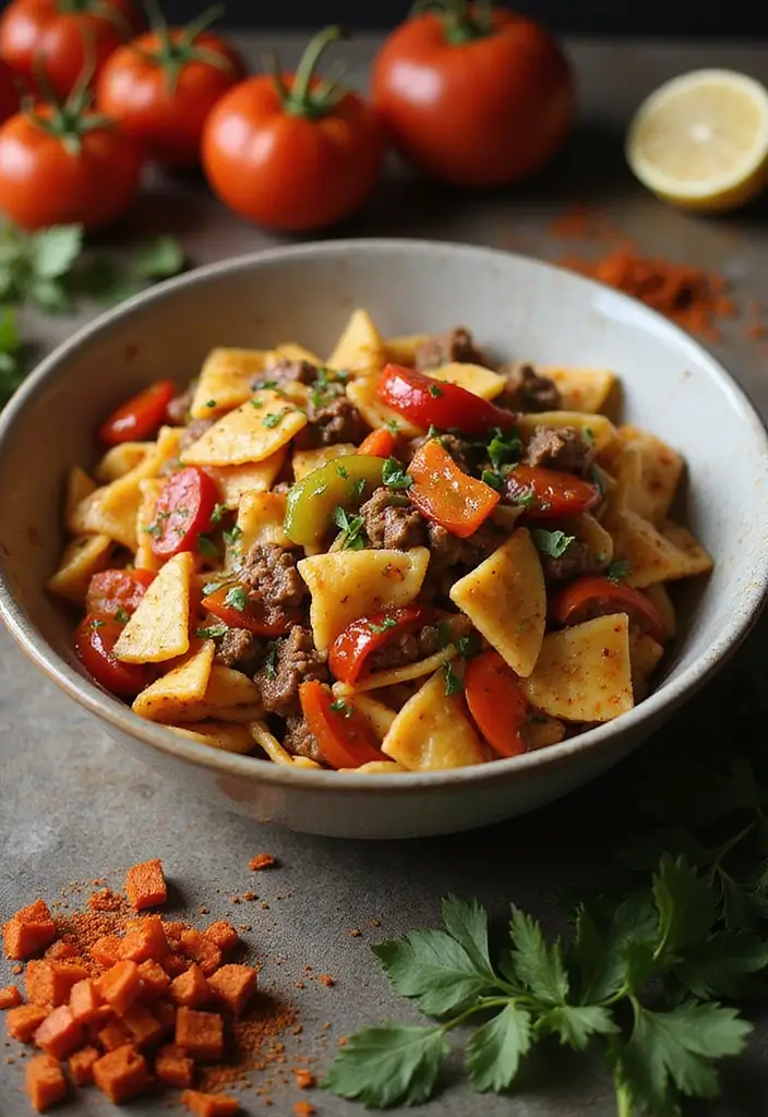 27 Ground Beef Bowtie Pasta Recipes Everyone Will Love 29 27 Ground Beef Bowtie Pasta Recipes Everyone Will Love - 5. Spicy Beef Bowtie Pasta with Peppers