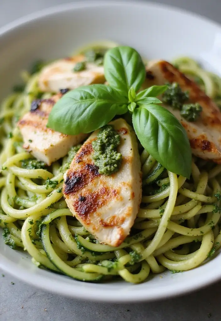 27 Low Carb High Protein Pasta Recipes for Busy Weeknights 1 27 Low Carb High Protein Pasta Recipes for Busy Weeknights - 1. Zucchini Noodles with Pesto Chicken