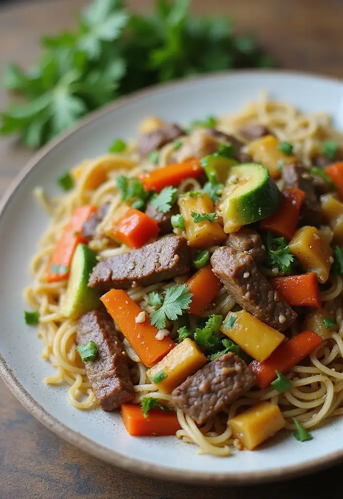 27 Low Carb High Protein Pasta Recipes for Busy Weeknights 95 27 Low Carb High Protein Pasta Recipes for Busy Weeknights - 15. Beef and Vegetable Stir Fry with Shirataki Noodles