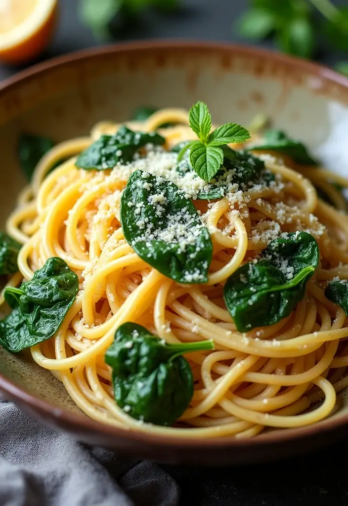 27 Low Carb High Protein Pasta Recipes for Busy Weeknights 161 27 Low Carb High Protein Pasta Recipes for Busy Weeknights - 25. Parmesan Garlic Spaghetti with Spinach