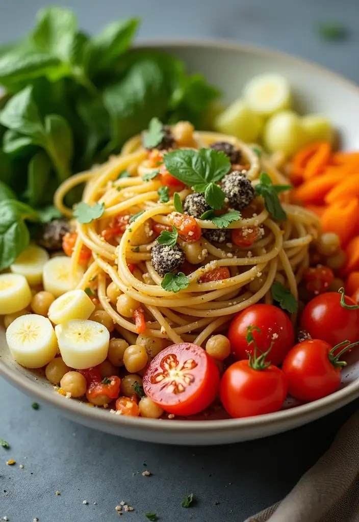27 Low Carb High Protein Pasta Recipes for Busy Weeknights 171 27 Low Carb High Protein Pasta Recipes for Busy Weeknights - 27. Vegetable and Chickpea Pasta Bowl