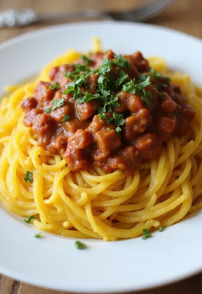 27 Low Carb High Protein Pasta Recipes for Busy Weeknights 20 27 Low Carb High Protein Pasta Recipes for Busy Weeknights - 4. Spaghetti Squash with Turkey Bolognese