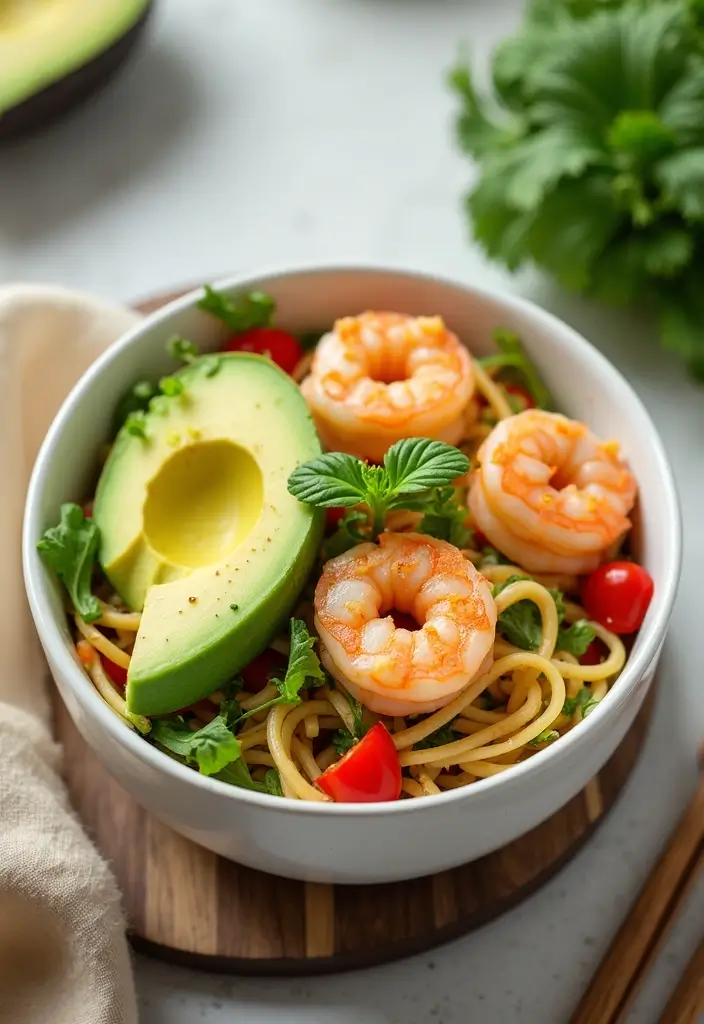 27 Low Carb High Protein Pasta Recipes for Busy Weeknights 27 27 Low Carb High Protein Pasta Recipes for Busy Weeknights - 5. Shrimp and Avocado Zoodle Salad