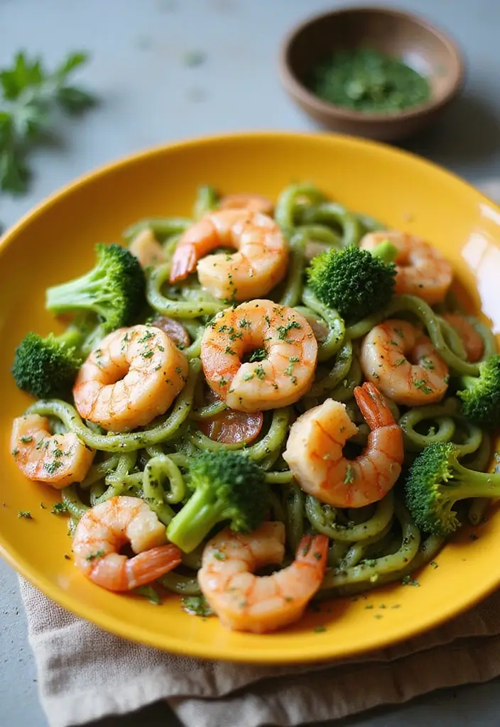 27 Low Carb High Protein Pasta Recipes for Busy Weeknights 55 27 Low Carb High Protein Pasta Recipes for Busy Weeknights - 9. Garlic Shrimp and Broccoli Zoodles