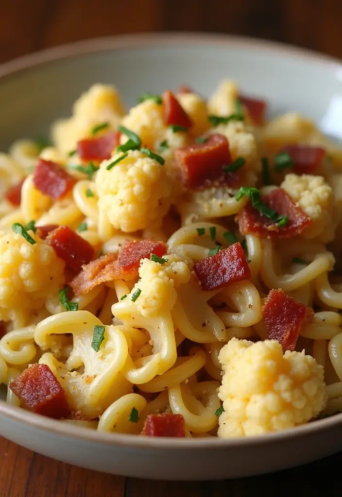 28 Easy Pasta and Bacon Recipes That Taste Incredible 132 28 Easy Pasta and Bacon Recipes That Taste Incredible - 24. Bacon and Cauliflower Pasta