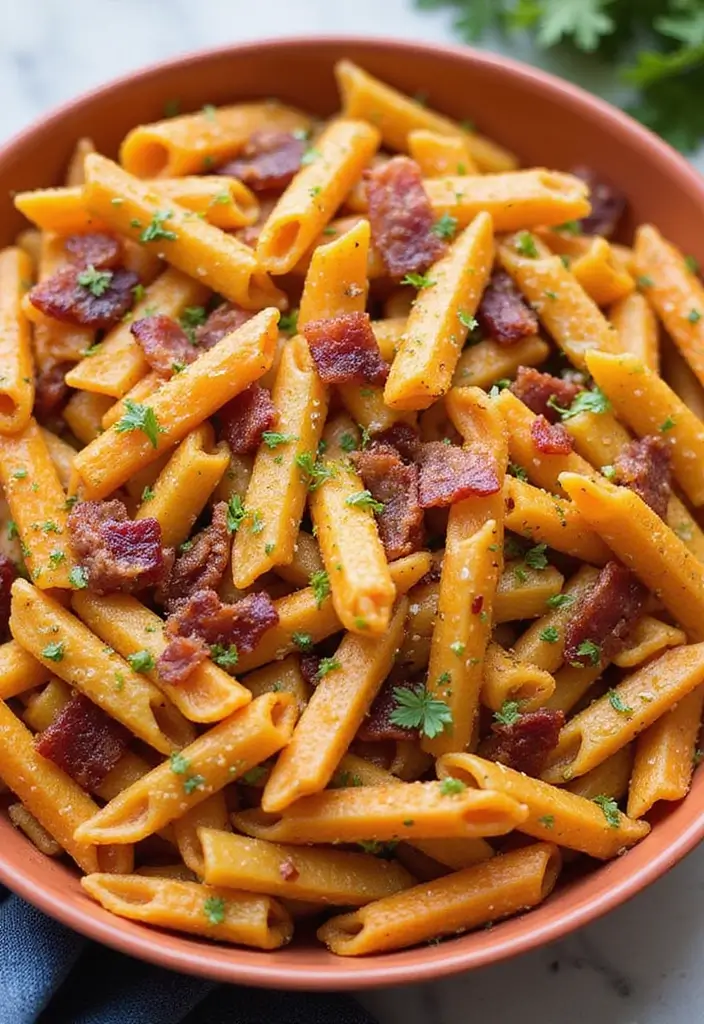 28 Easy Pasta and Bacon Recipes That Taste Incredible 139 28 Easy Pasta and Bacon Recipes That Taste Incredible - 25. Bacon and Sweet Potato Pasta