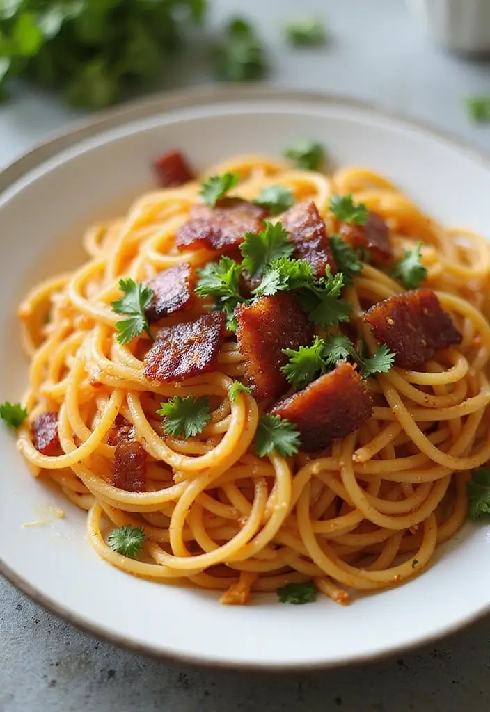 28 Easy Pasta and Bacon Recipes That Taste Incredible 158 28 Easy Pasta and Bacon Recipes That Taste Incredible - 28. Bacon and Cilantro Pasta