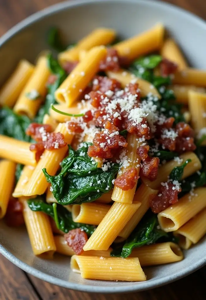 28 Easy Pasta and Bacon Recipes That Taste Incredible 13 28 Easy Pasta and Bacon Recipes That Taste Incredible - 3. Bacon and Spinach Pasta