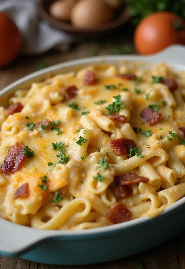 28 Easy Pasta and Bacon Recipes That Taste Incredible 27 28 Easy Pasta and Bacon Recipes That Taste Incredible - 5. Bacon Alfredo Pasta Bake