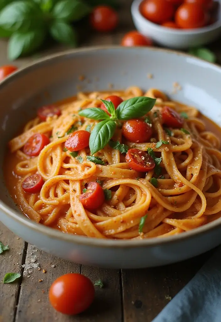 28 Healthy Low Carb Pasta Recipes for Weight Loss Goals 136 28 Healthy Low Carb Pasta Recipes for Weight Loss Goals - 24. Creamy Tomato Basil Pasta