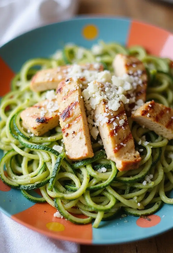 28 Healthy Low Carb Pasta Recipes for Weight Loss Goals 157 28 Healthy Low Carb Pasta Recipes for Weight Loss Goals - 27. Pesto Zucchini Noodles with Chicken