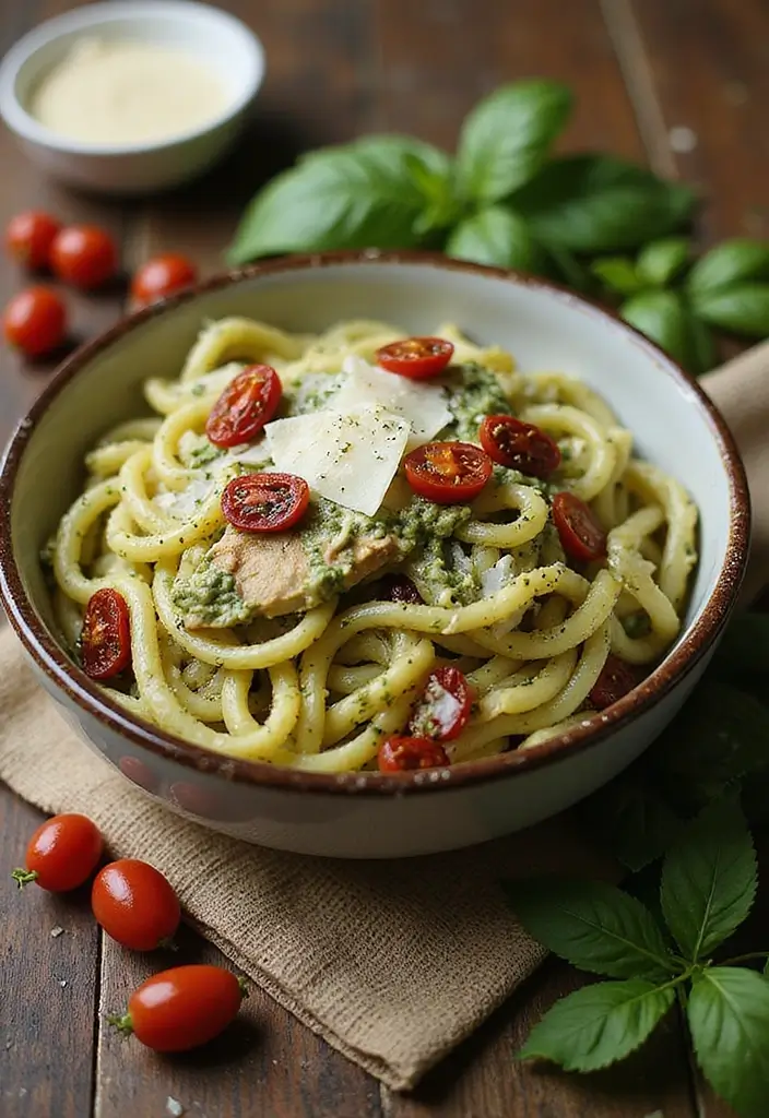 28 Pasta Recipes for a Crowd That Everyone Will Enjoy 79 28 Pasta Recipes for a Crowd That Everyone Will Enjoy - 13. Pesto Chicken Pasta