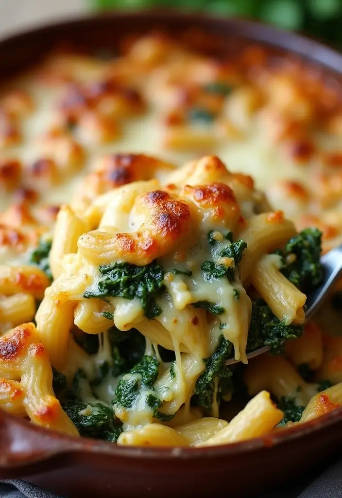 30+ Cheesy Red Sauce Pasta Recipes That Melt in Your Mouth 157 30+ Cheesy Red Sauce Pasta Recipes That Melt in Your Mouth - 27. Vegan Cheesy Spinach Pasta Bake