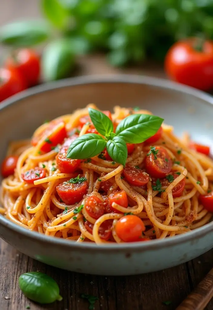 30+ Cheesy Red Sauce Pasta Recipes That Melt in Your Mouth 45 30+ Cheesy Red Sauce Pasta Recipes That Melt in Your Mouth - 9. Vegan Tomato Basil Pasta