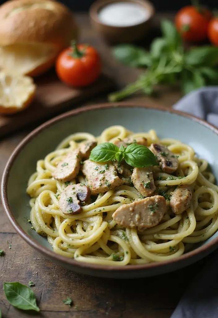 30+ Creamy Pesto Chicken Pasta Recipes Everyone Craves 53 30+ Creamy Pesto Chicken Pasta Recipes Everyone Craves - 11. Creamy Pesto Chicken and Mushroom Pasta
