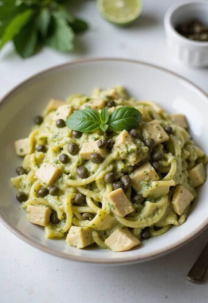 30+ Creamy Pesto Chicken Pasta Recipes Everyone Craves 127 30+ Creamy Pesto Chicken Pasta Recipes Everyone Craves - 23. Creamy Pesto Chicken Pasta with Capers