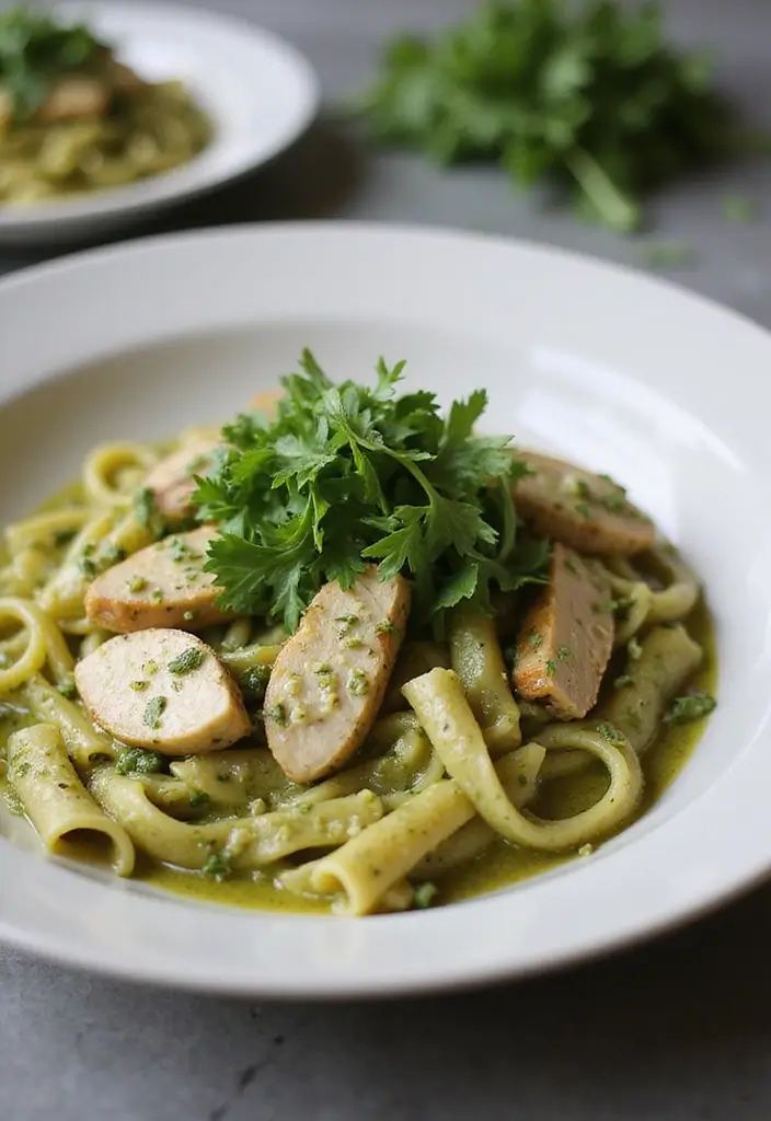 30+ Creamy Pesto Chicken Pasta Recipes Everyone Craves 141 30+ Creamy Pesto Chicken Pasta Recipes Everyone Craves - 25. Creamy Pesto Chicken Pasta with Arugula