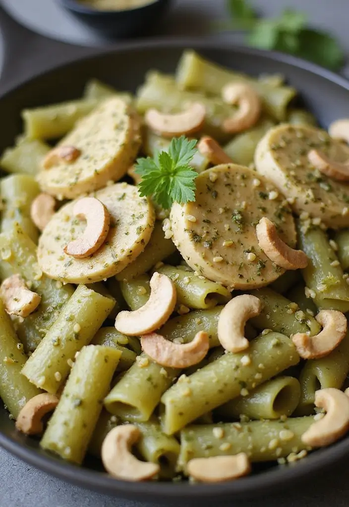 30+ Creamy Pesto Chicken Pasta Recipes Everyone Craves 155 30+ Creamy Pesto Chicken Pasta Recipes Everyone Craves - 27. Creamy Pesto Chicken Pasta with Cashews