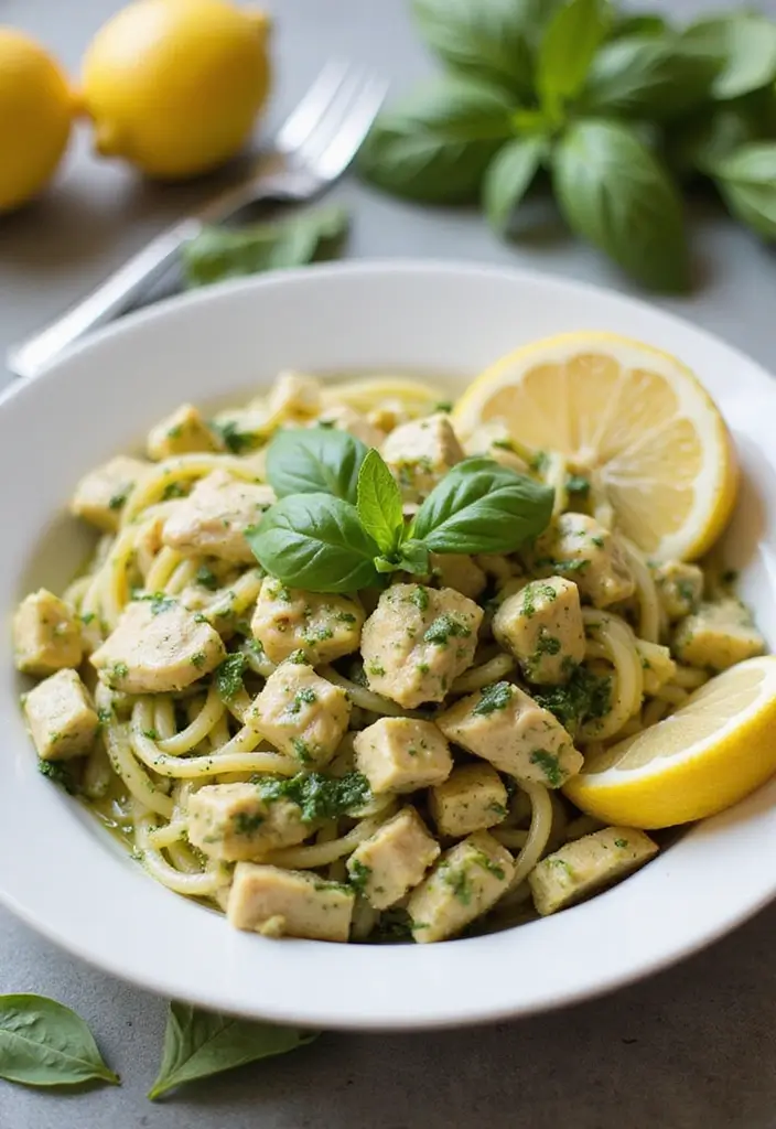 30+ Creamy Pesto Chicken Pasta Recipes Everyone Craves 11 30+ Creamy Pesto Chicken Pasta Recipes Everyone Craves - 3. Lemon Basil Creamy Pesto Chicken Pasta