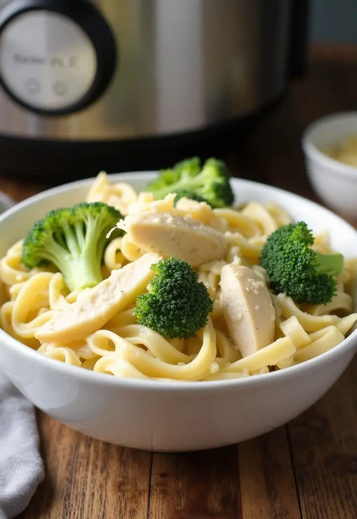 30+ Crock Pot Chicken Pasta Recipes for Effortless Weeknights - 2. Chicken Alfredo with Broccoli