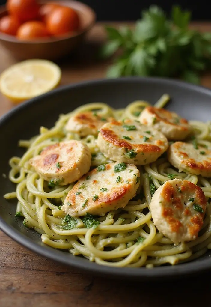 30+ Crock Pot Chicken Pasta Recipes for Effortless Weeknights - 24. Pesto Chicken Pasta Bake