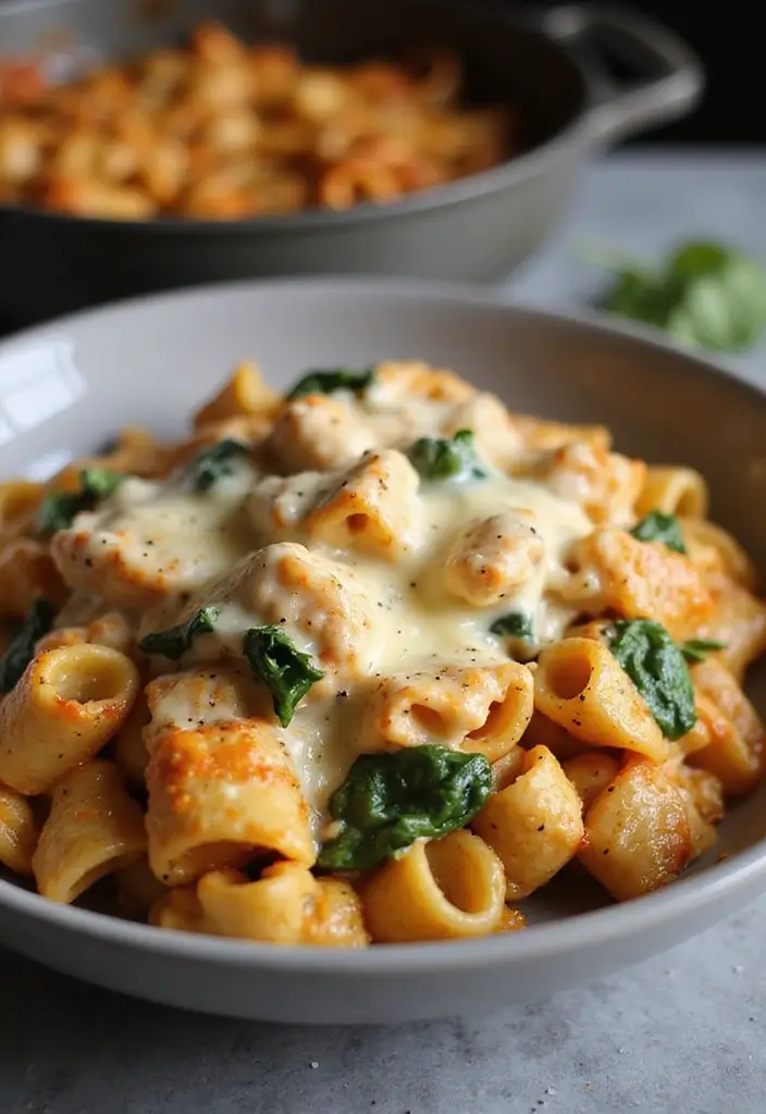 30+ Crock Pot Chicken Pasta Recipes for Effortless Weeknights - 6. Cheesy Chicken Pasta with Spinach