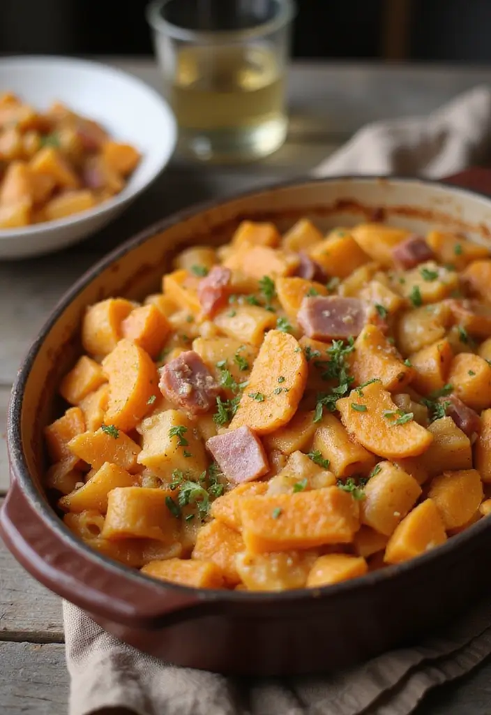 30+ Ham and Pasta Casserole Recipes for Cozy Family Nights 134 30+ Ham and Pasta Casserole Recipes for Cozy Family Nights - 20. Ham and Pasta Casserole with Sweet Potatoes