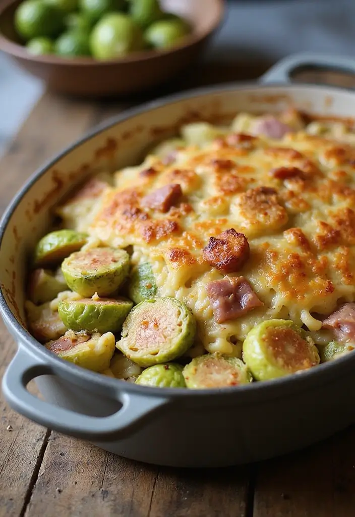 30+ Ham and Pasta Casserole Recipes for Cozy Family Nights 153 30+ Ham and Pasta Casserole Recipes for Cozy Family Nights - 23. Ham and Pasta Bake with Brussels Sprouts