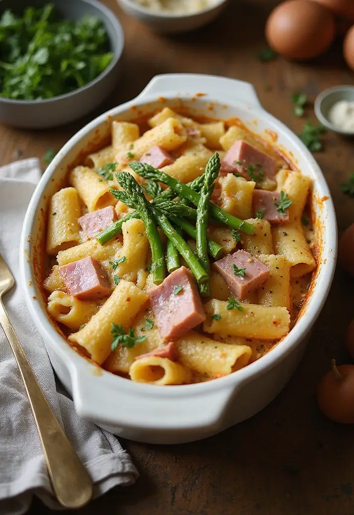 30+ Ham and Pasta Casserole Recipes for Cozy Family Nights 160 30+ Ham and Pasta Casserole Recipes for Cozy Family Nights - 24. Ham and Pasta Bake with Asparagus