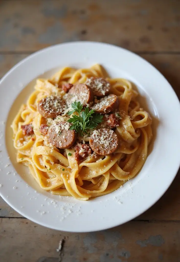 30+ Hot Italian Sausage Pasta Recipes for Bold Flavors - 2. Creamy Italian Sausage Fettuccine