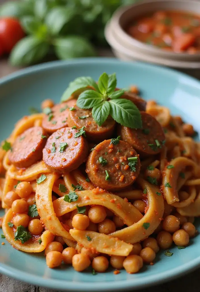 30+ Hot Italian Sausage Pasta Recipes for Bold Flavors - 20. Spicy Italian Sausage and Chickpea Pasta
