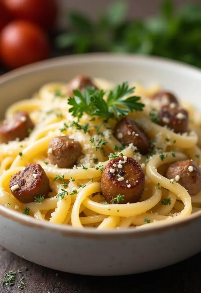 30+ Hot Italian Sausage Pasta Recipes for Bold Flavors - 22. Italian Sausage Alfredo Pasta