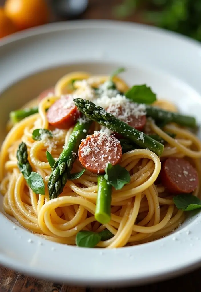 30+ Hot Italian Sausage Pasta Recipes for Bold Flavors - 28. Sausage and Asparagus Pasta