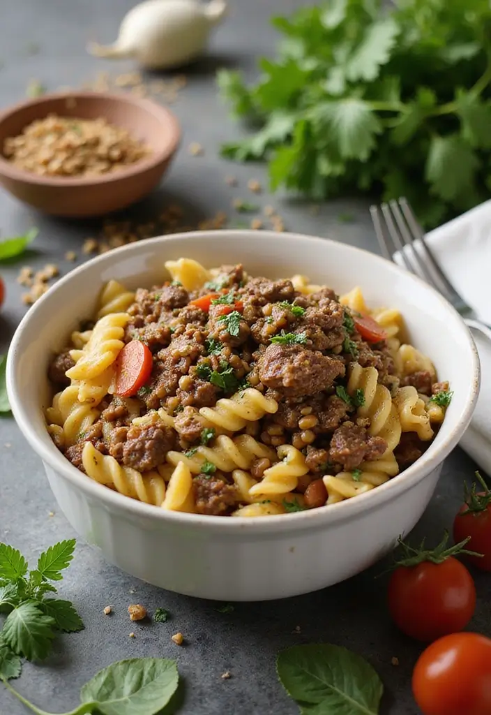 30+ One Pan Pasta Recipes with Ground Beef for Effortless Meals 70 30+ One Pan Pasta Recipes with Ground Beef for Effortless Meals - 14. Beef and Lentil Pasta