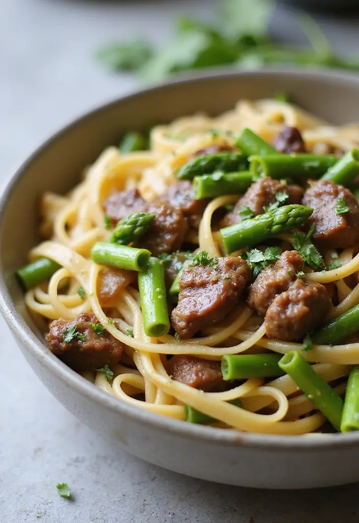 30+ One Pan Pasta Recipes with Ground Beef for Effortless Meals 102 30+ One Pan Pasta Recipes with Ground Beef for Effortless Meals - 20. One-Pot Beef and Asparagus Pasta