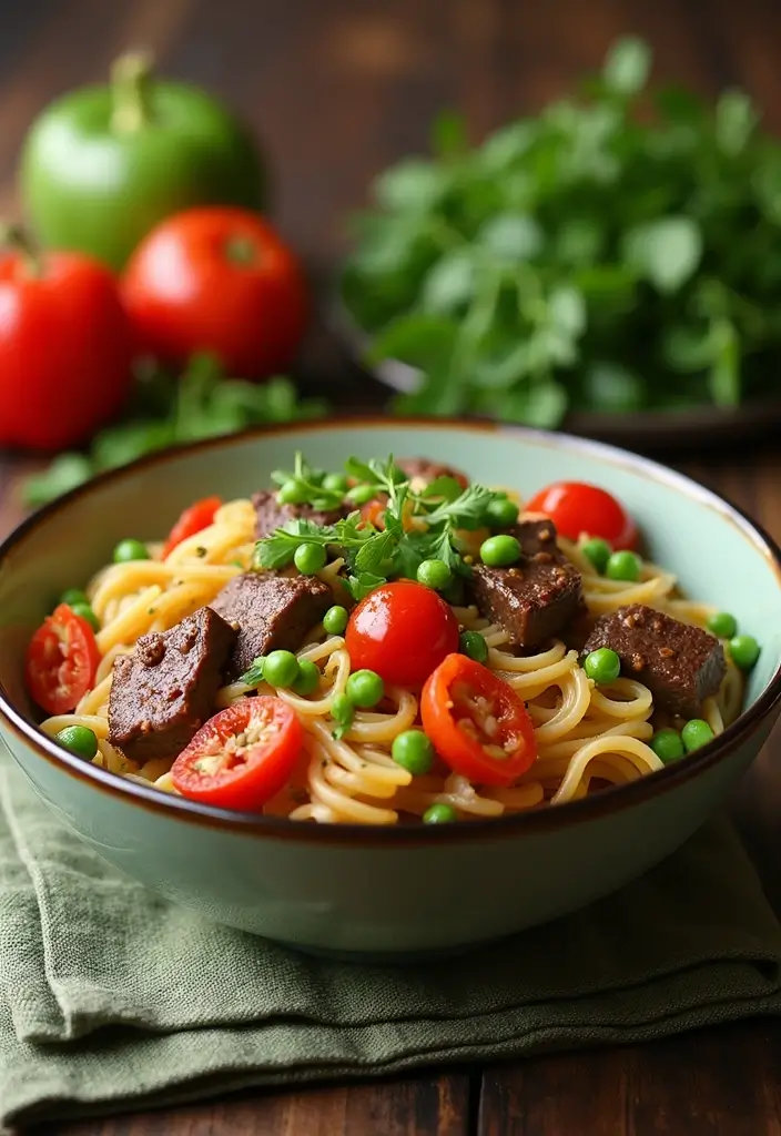 30+ One Pan Pasta Recipes with Ground Beef for Effortless Meals 166 30+ One Pan Pasta Recipes with Ground Beef for Effortless Meals - 30. Beef and Sweet Pea Pasta