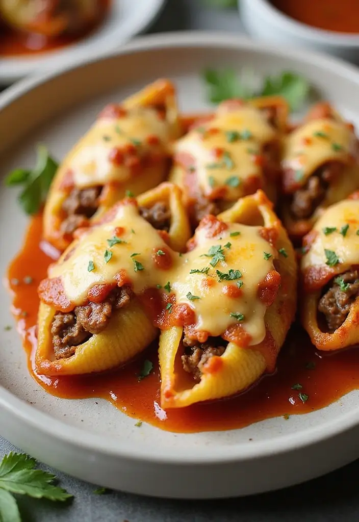 30+ One Pan Pasta Recipes with Ground Beef for Effortless Meals 45 30+ One Pan Pasta Recipes with Ground Beef for Effortless Meals - 9. Beef and Cheese Stuffed Shells
