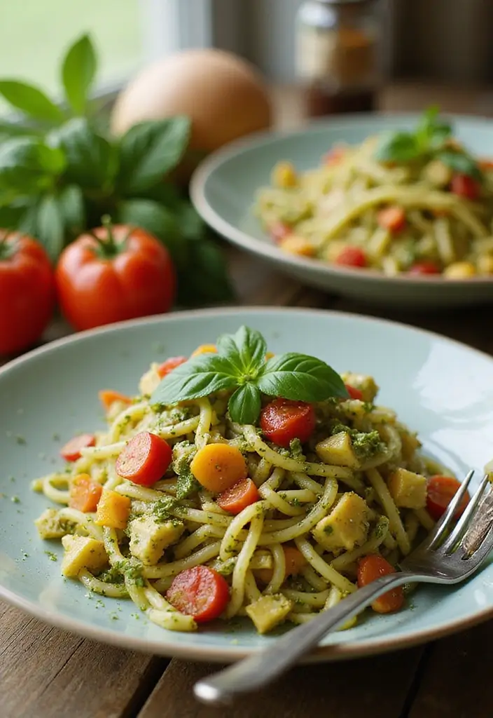 30+ Pasta Recipes for Pregnant Women That Are Nutritious and Safe 90 30+ Pasta Recipes for Pregnant Women That Are Nutritious and Safe - 28. Pesto Veggie Pasta