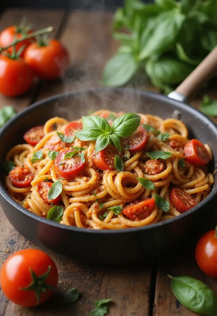 30+ Pasta Recipes for Pregnant Women That Are Nutritious and Safe 25 30+ Pasta Recipes for Pregnant Women That Are Nutritious and Safe - 9. One-Pot Tomato Basil Pasta