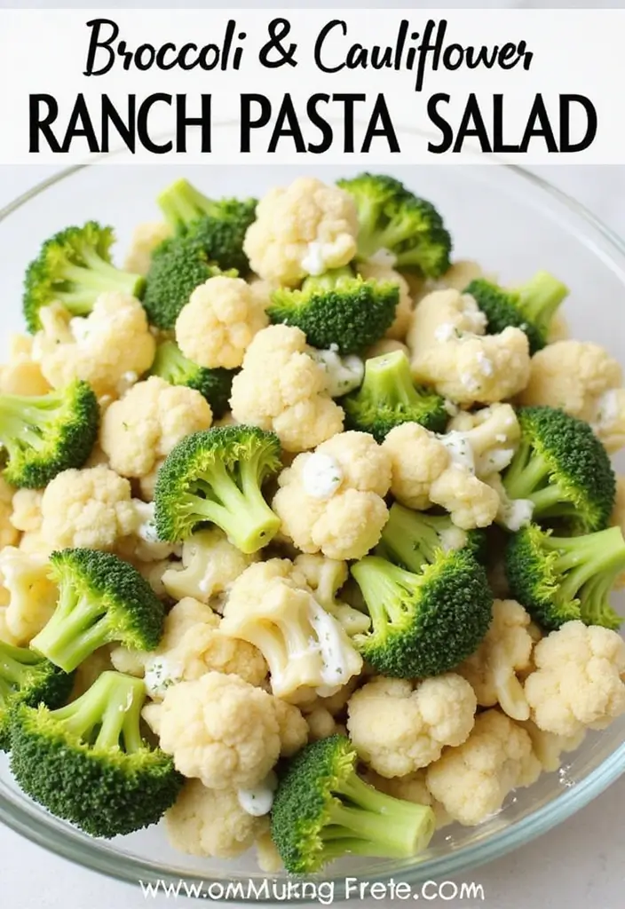 30+ Pasta Salad Recipes with Ranch Dressing Everyone Will Love 40 30+ Pasta Salad Recipes with Ranch Dressing Everyone Will Love - 8. Broccoli and Cauliflower Ranch Pasta Salad