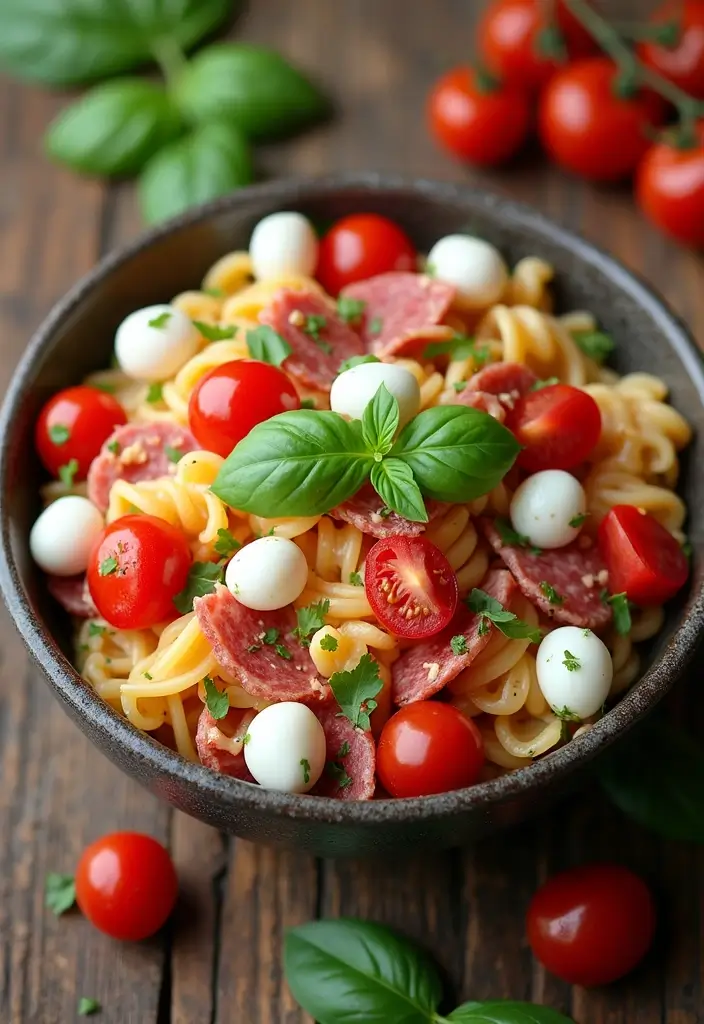 30+ Pasta Salad Recipes with Salami That Steal the Show 1 30+ Pasta Salad Recipes with Salami That Steal the Show - 1. Classic Italian Salami Pasta Salad