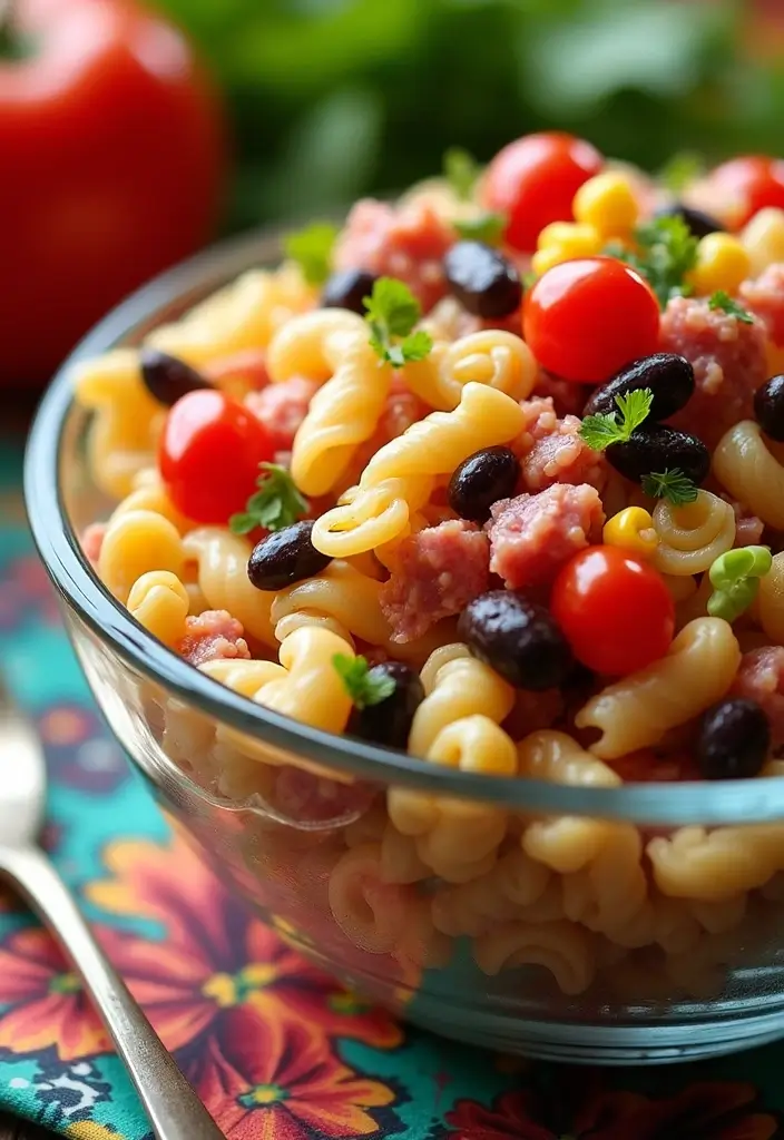 30+ Pasta Salad Recipes with Salami That Steal the Show 86 30+ Pasta Salad Recipes with Salami That Steal the Show - 14. Fiesta Salami Pasta Salad
