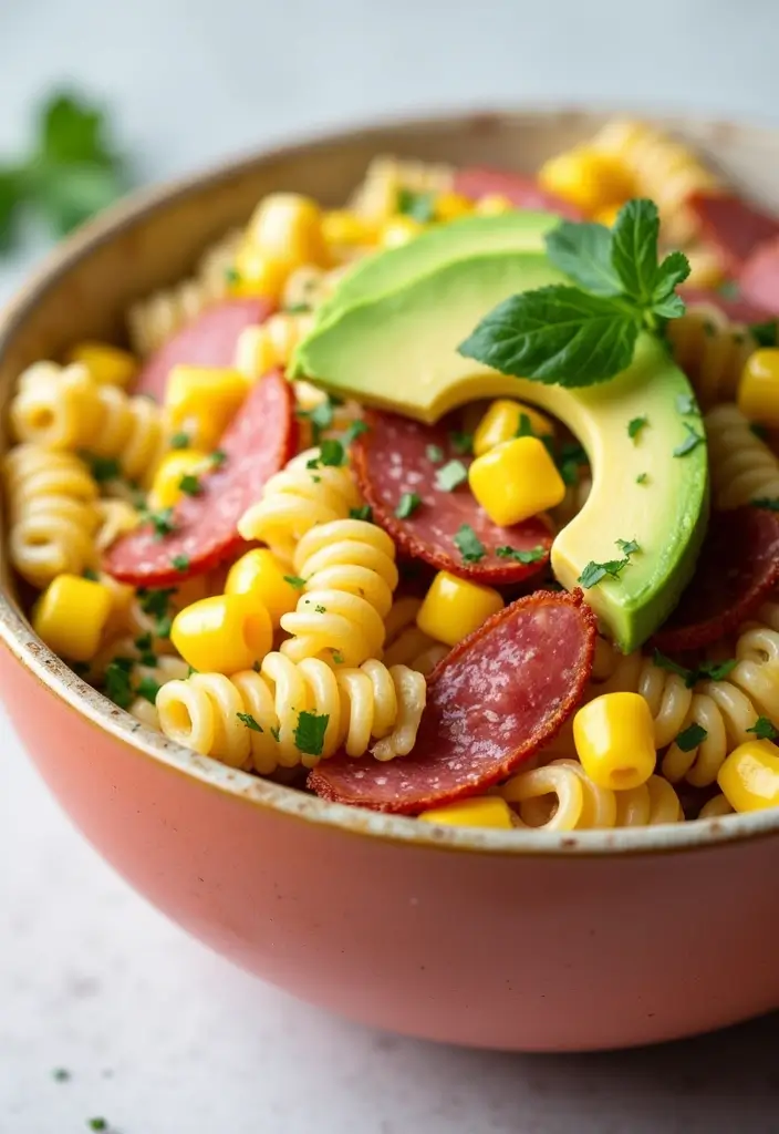 30+ Pasta Salad Recipes with Salami That Steal the Show 136 30+ Pasta Salad Recipes with Salami That Steal the Show - 22. Corn and Salami Pasta Salad