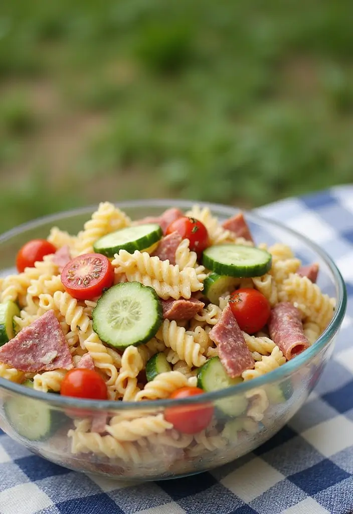 30+ Pasta Salad Recipes with Salami That Steal the Show 185 30+ Pasta Salad Recipes with Salami That Steal the Show - 29. Salami and Cucumber Pasta Salad