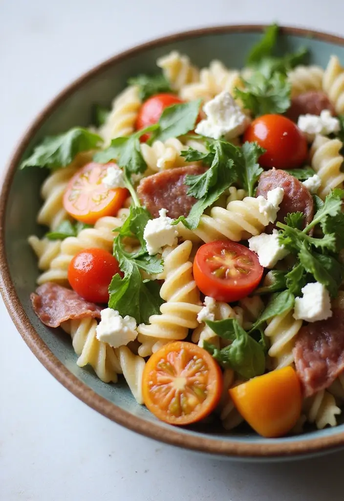 30+ Pasta Salad Recipes with Salami That Steal the Show 192 30+ Pasta Salad Recipes with Salami That Steal the Show - 30. Salami and Feta Pasta Salad