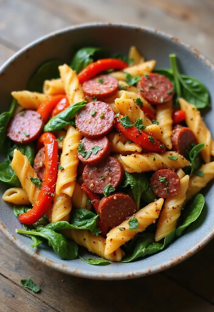 30+ Pasta Salad Recipes with Salami That Steal the Show 22 30+ Pasta Salad Recipes with Salami That Steal the Show - 4. Spicy Salami and Roasted Pepper Pasta Salad