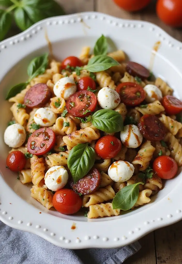 30+ Pasta Salad Recipes with Salami That Steal the Show 29 30+ Pasta Salad Recipes with Salami That Steal the Show - 5. Caprese Salami Pasta Salad