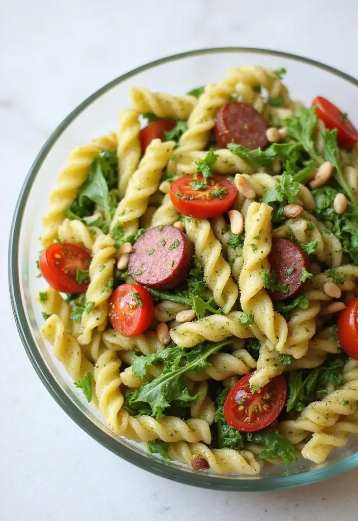 30+ Pasta Salad Recipes with Salami That Steal the Show 44 30+ Pasta Salad Recipes with Salami That Steal the Show - 8. Pesto Salami Pasta Salad