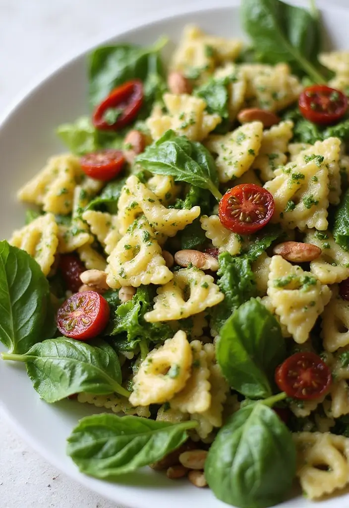 30+ Pasta Salad with Lettuce Recipes for Crunchy Fresh Bites 20 30+ Pasta Salad with Lettuce Recipes for Crunchy Fresh Bites - 4. Pesto Pasta Salad with Baby Greens
